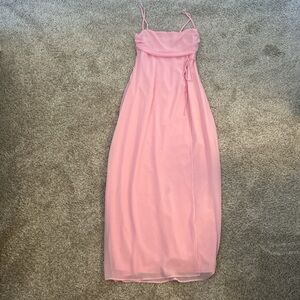 Elegant Pink Spaghetti Strap Dress